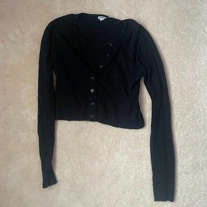 Small, Black, Long-sleeved, Cropped Shirt